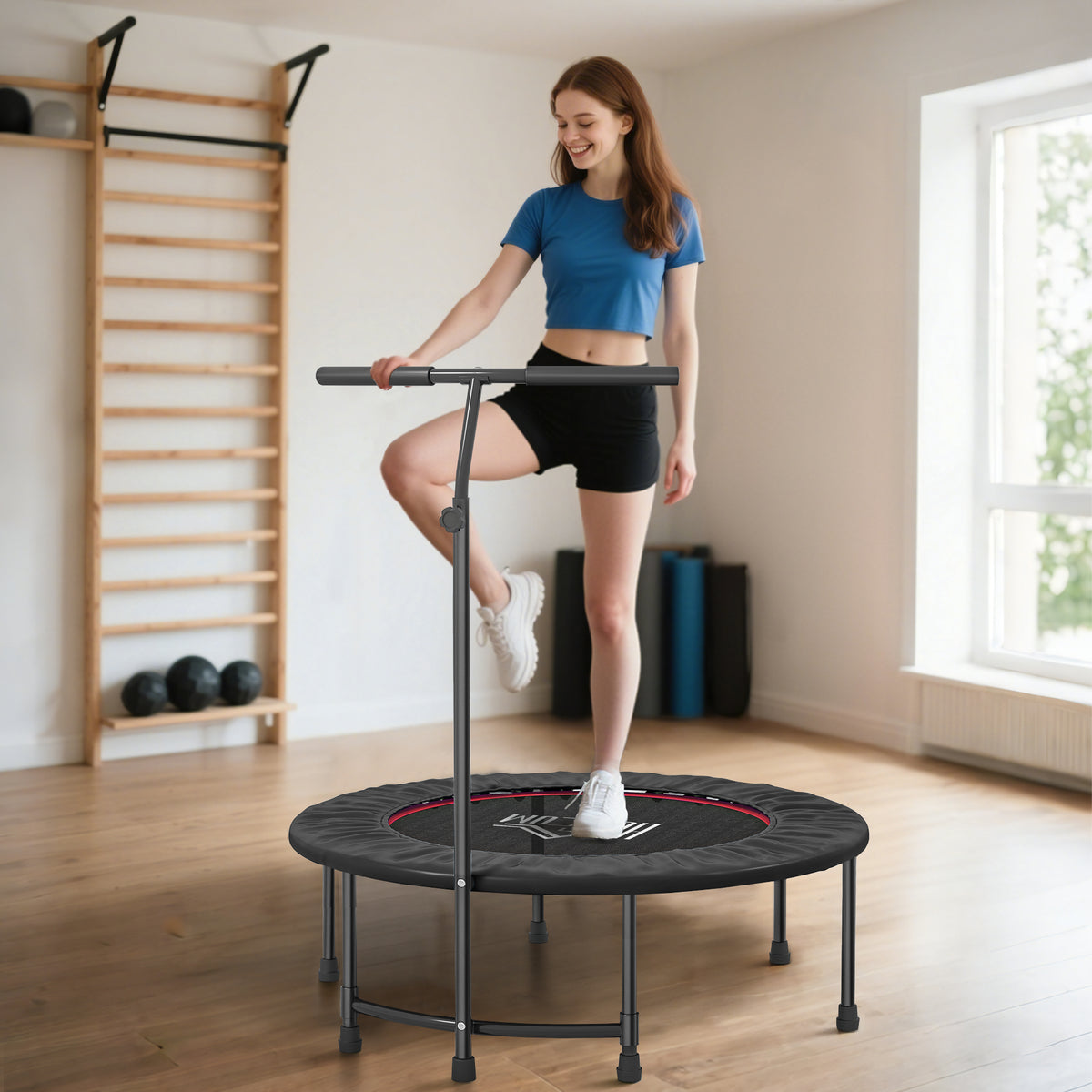 40-Inch Fitness Trampoline with Adjustable Handle – Home Rebounder
