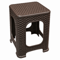 2Pack Brown Plastic Rattan Stool Large Modern Minimalist Backless Stools Garden Seat  28 x 28 x 46cm