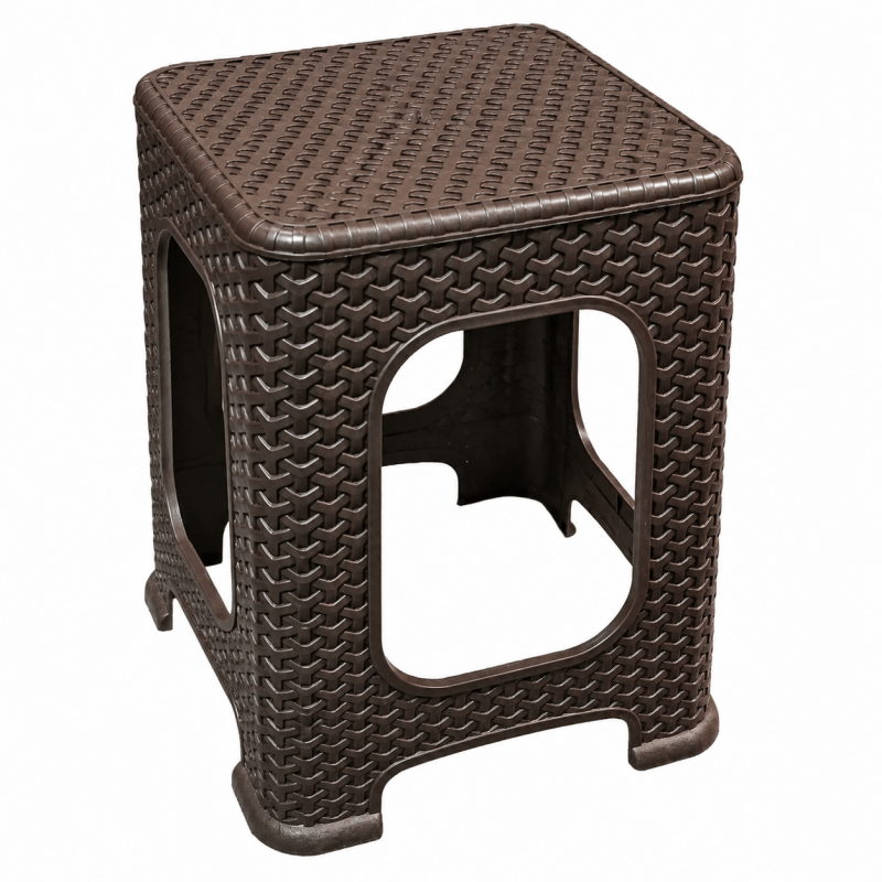 2Pack Brown Plastic Rattan Stool Large Modern Minimalist Backless Stools Garden Seat  28 x 28 x 46cm