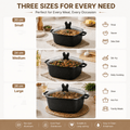 3PCS Die Cast Casserole Pot Non Stick Cooking Casserole Pot Glass Lids 20cm 24cm 28cm Black