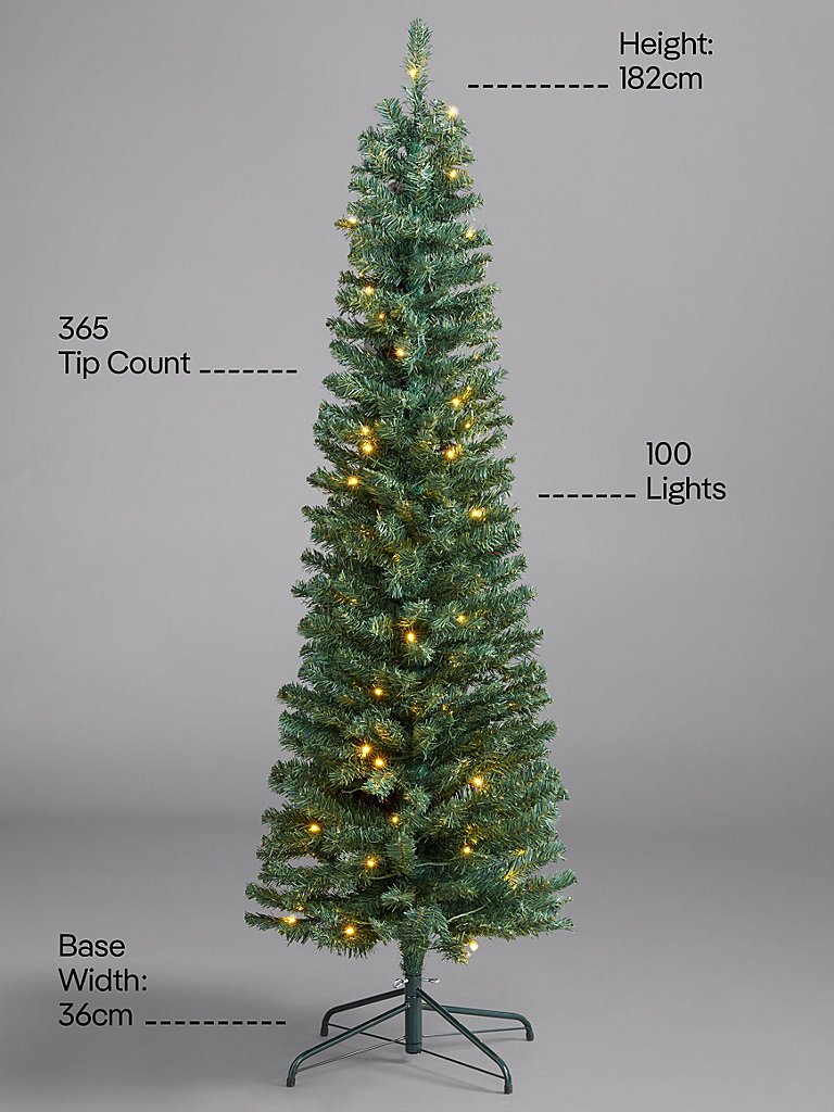 Green Slim 6ft Pre-Lit Christmas Tree