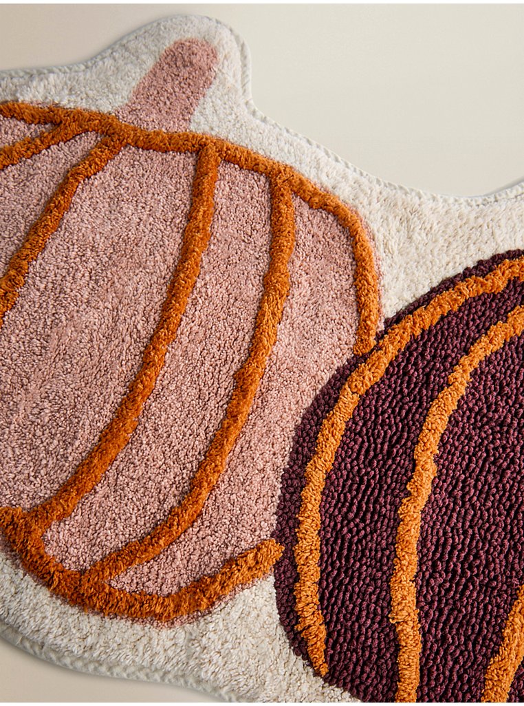 Burgundy Pumpkins Cotton Runner Bath Mat