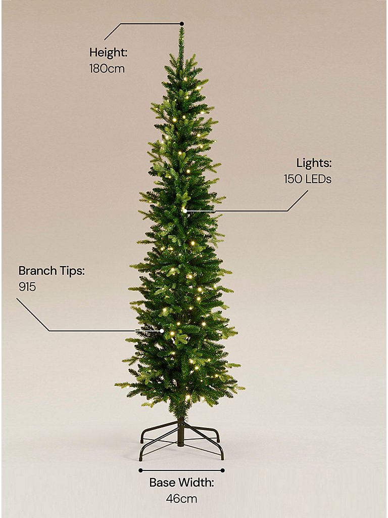 Green 6ft Pre-Lit Mixed Tip Slim Christmas Tree
