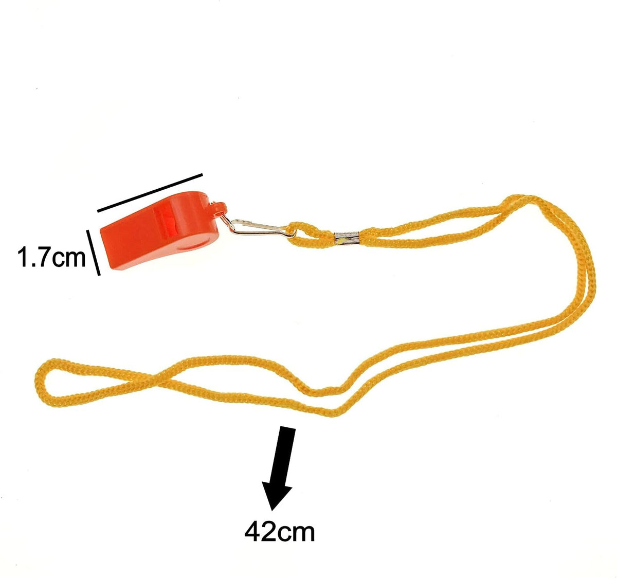 7 Colour Plastic Whistles with Lanyards + 1 Stainless Steel Whistle Set
