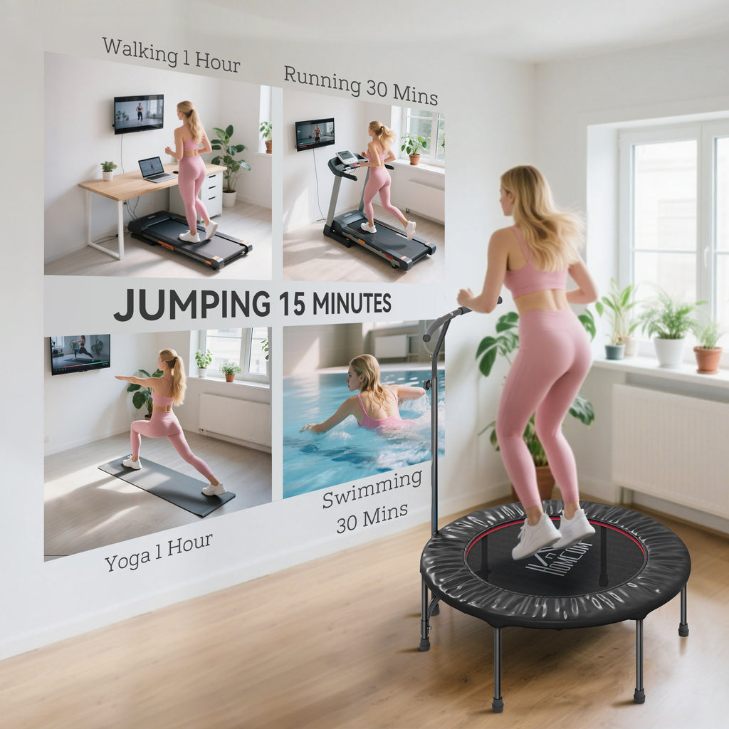 40-Inch Fitness Trampoline with Adjustable Handle – Home Rebounder