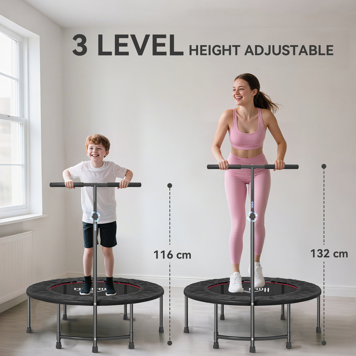40-Inch Fitness Trampoline with Adjustable Handle – Home Rebounder