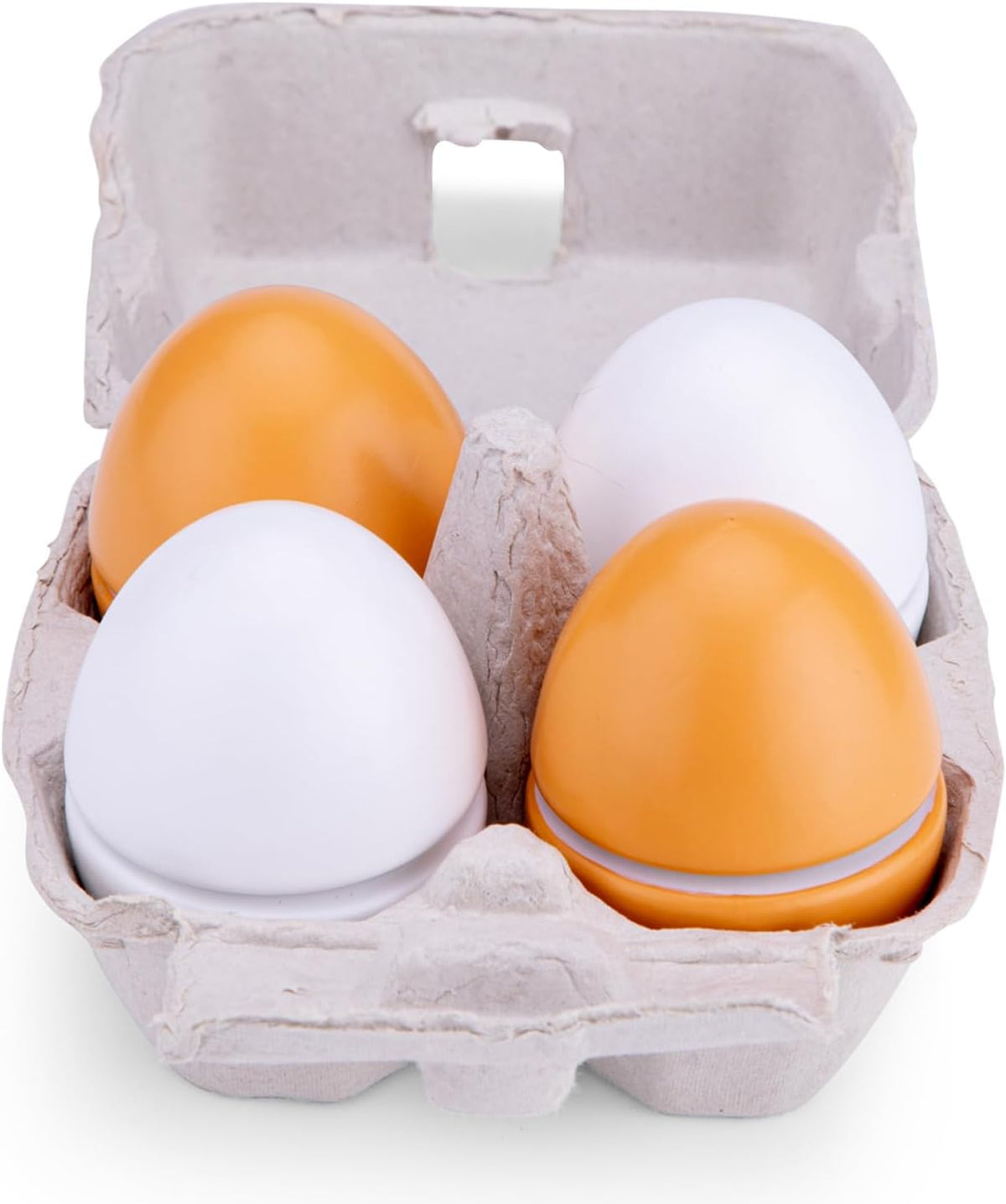 Wooden Egg Set with Hook & Loop – 4 Eggs in Carton