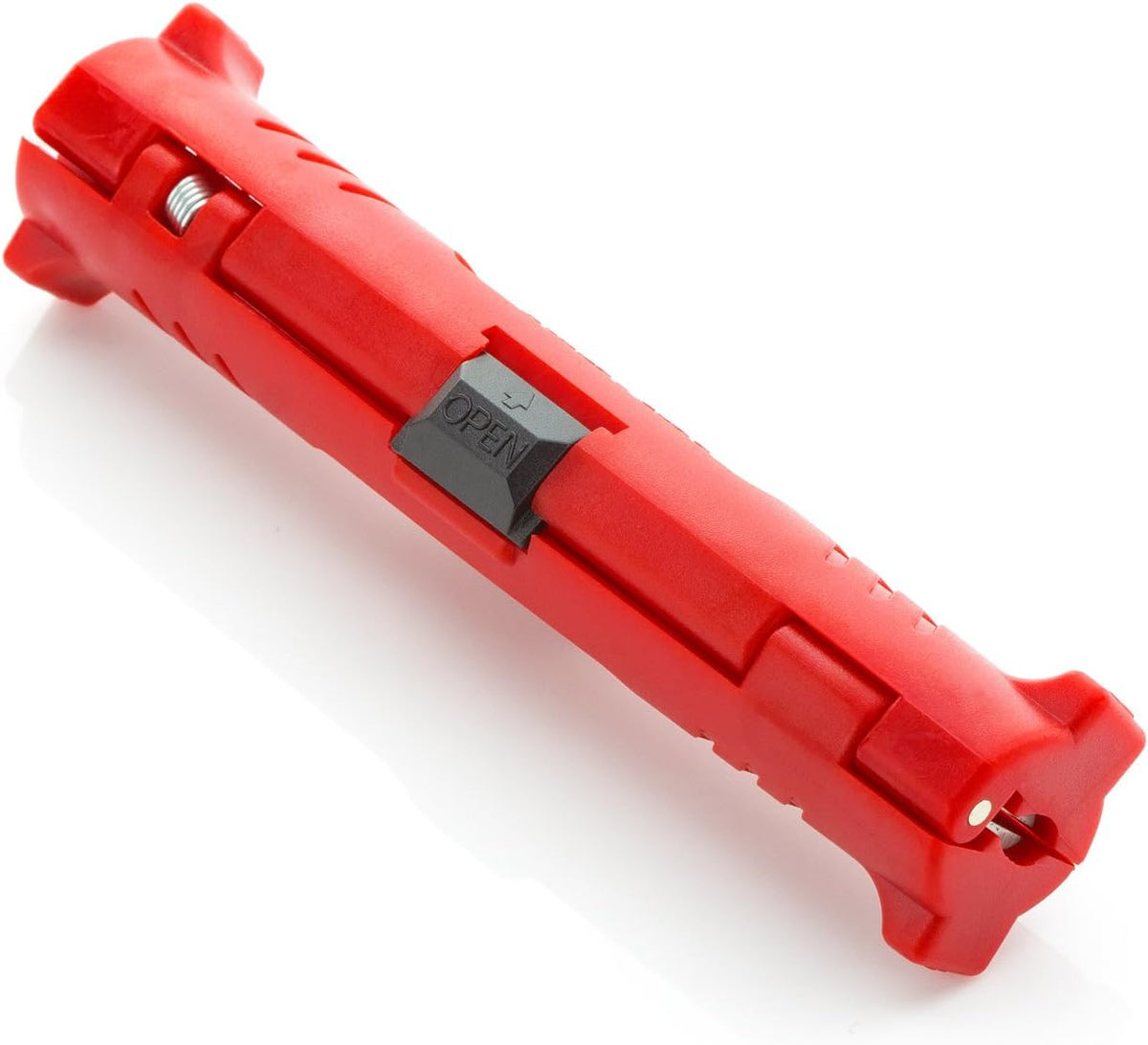 Universal Coax Cable Stripper with 4 Blades, Red, Ergonomic