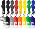 7 Colour Plastic Whistles with Lanyards + 1 Stainless Steel Whistle Set