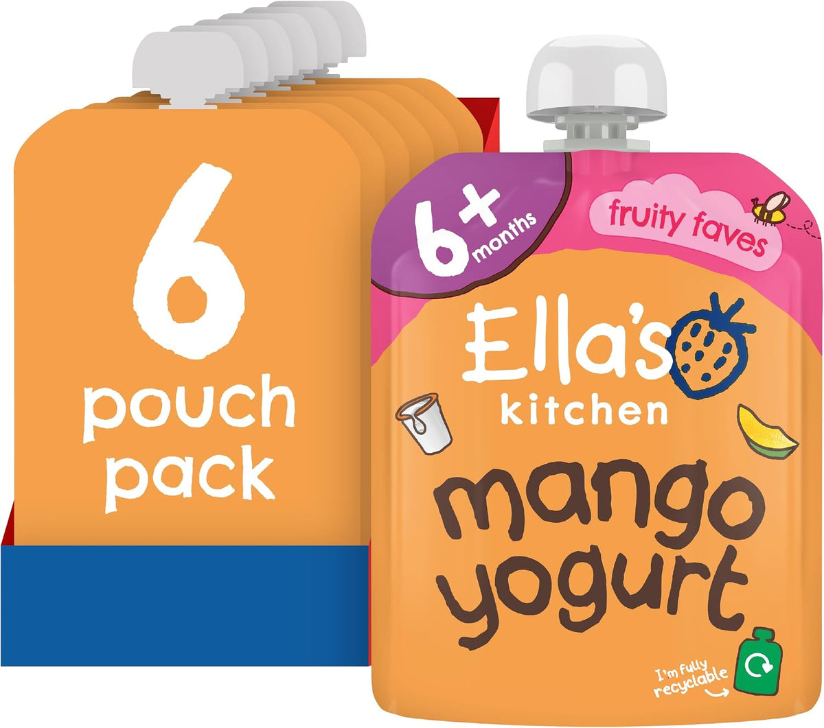 Ella's Kitchen Organic Yummy Greek Yoghurt & Mangoes, 6 x 90 g