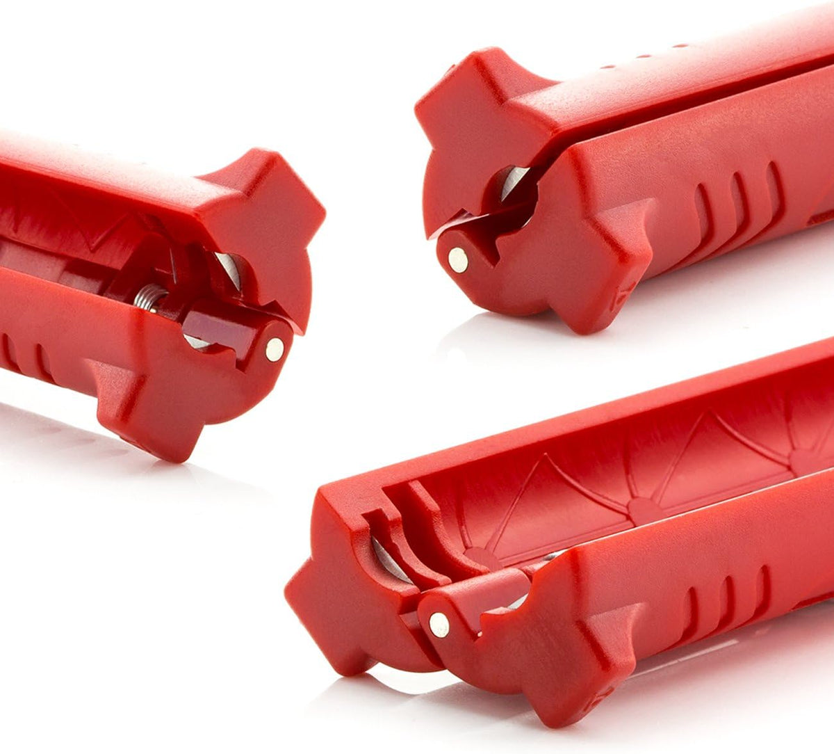 Universal Coax Cable Stripper with 4 Blades, Red, Ergonomic