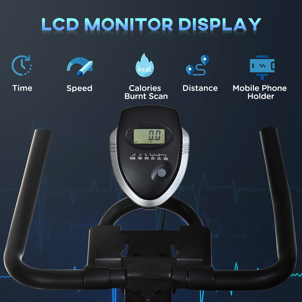 HOMCOM Stationary Exercise Bike with Adjustable Seat/Handlebar LCD Monitor