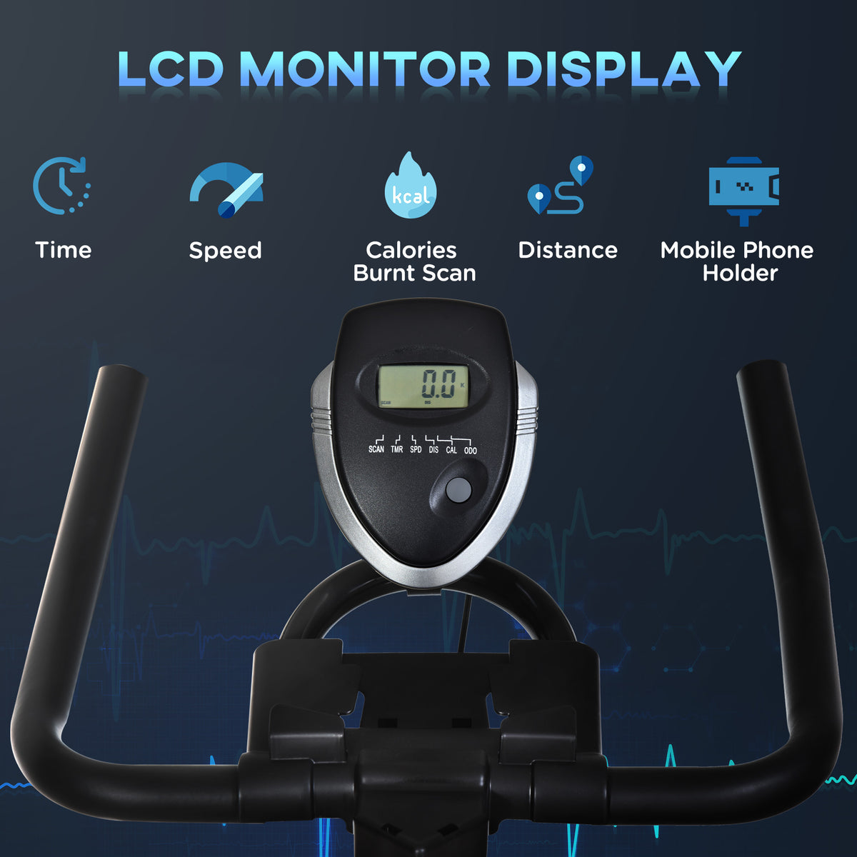 HOMCOM Stationary Exercise Bike with Adjustable Seat/Handlebar LCD Monitor