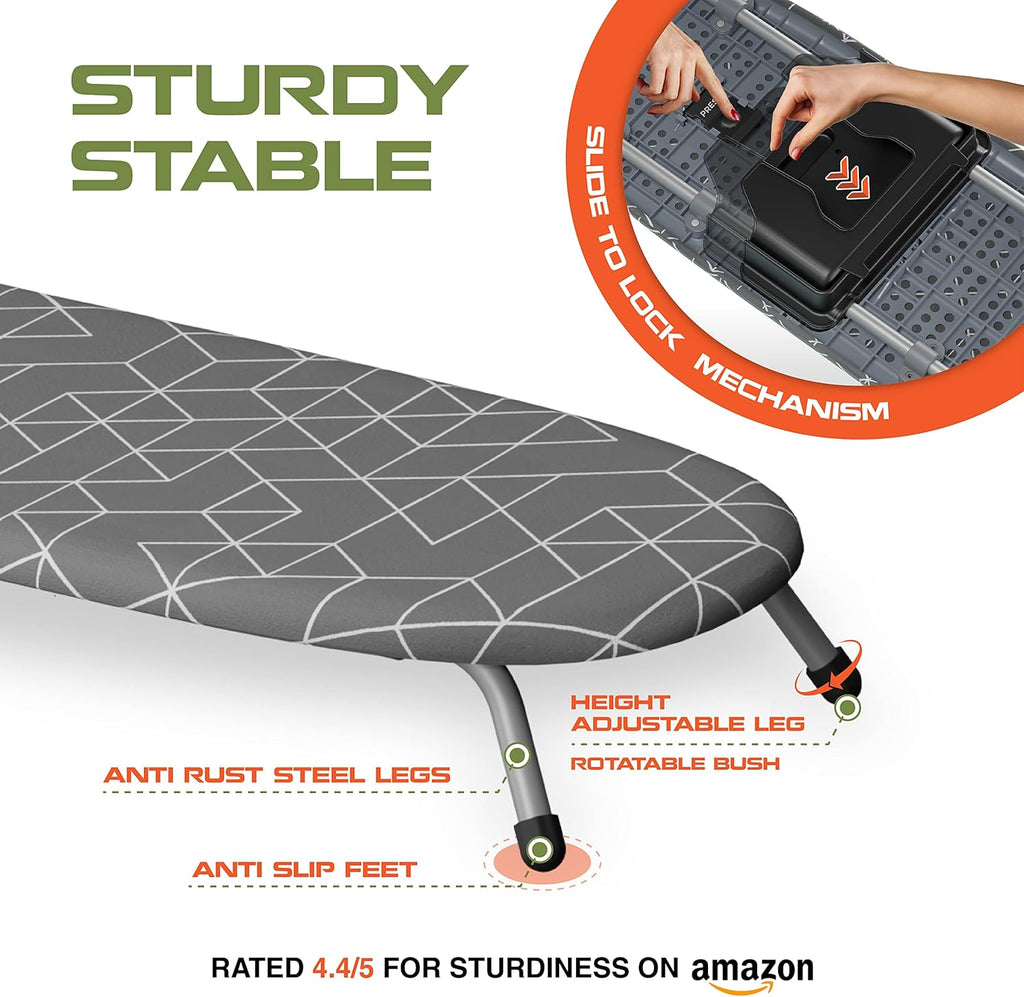 Table Top Ironing Board with Wall Mount & Iron Storage (32x12 in)