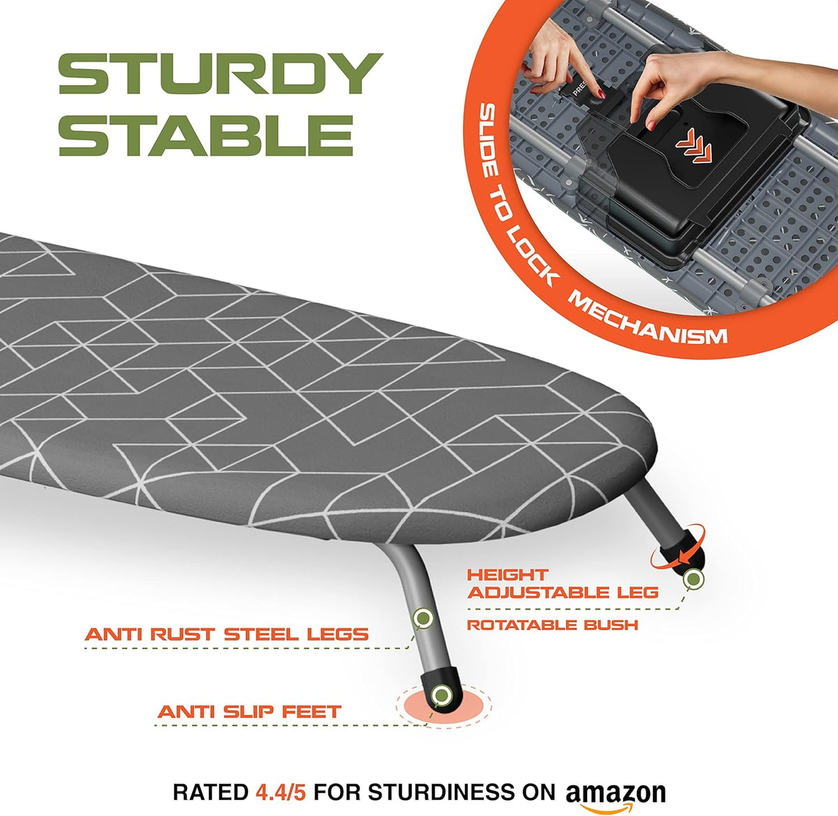 Table Top Ironing Board with Wall Mount & Iron Storage (32x12 in)
