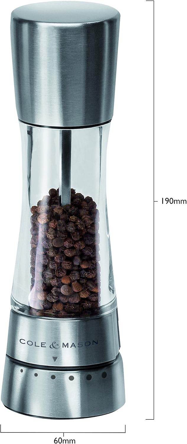 Derwent Salt & Pepper Mills with Tray — Acrylic & Stainless Steel