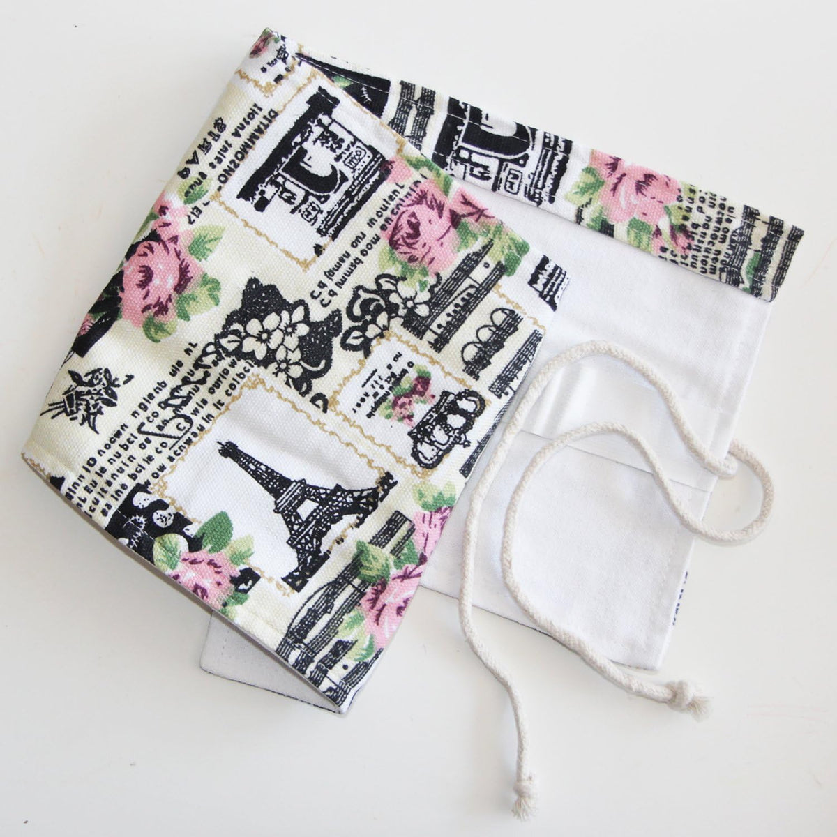 Roll Pencil Case Linen & Cotton – Durable, Flat Drawstrings, Rubber Keeper