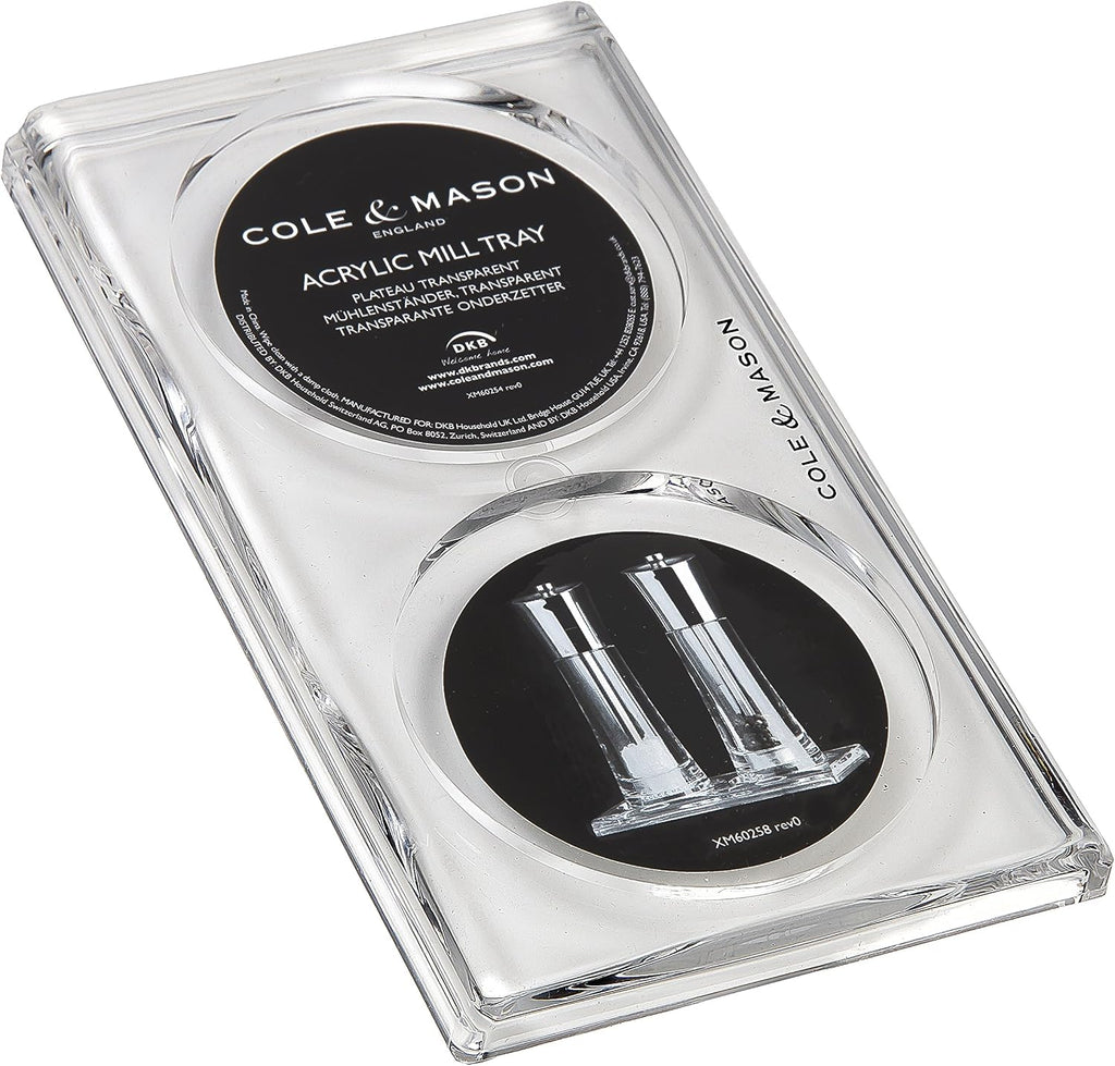 Derwent Salt & Pepper Mills with Tray — Acrylic & Stainless Steel