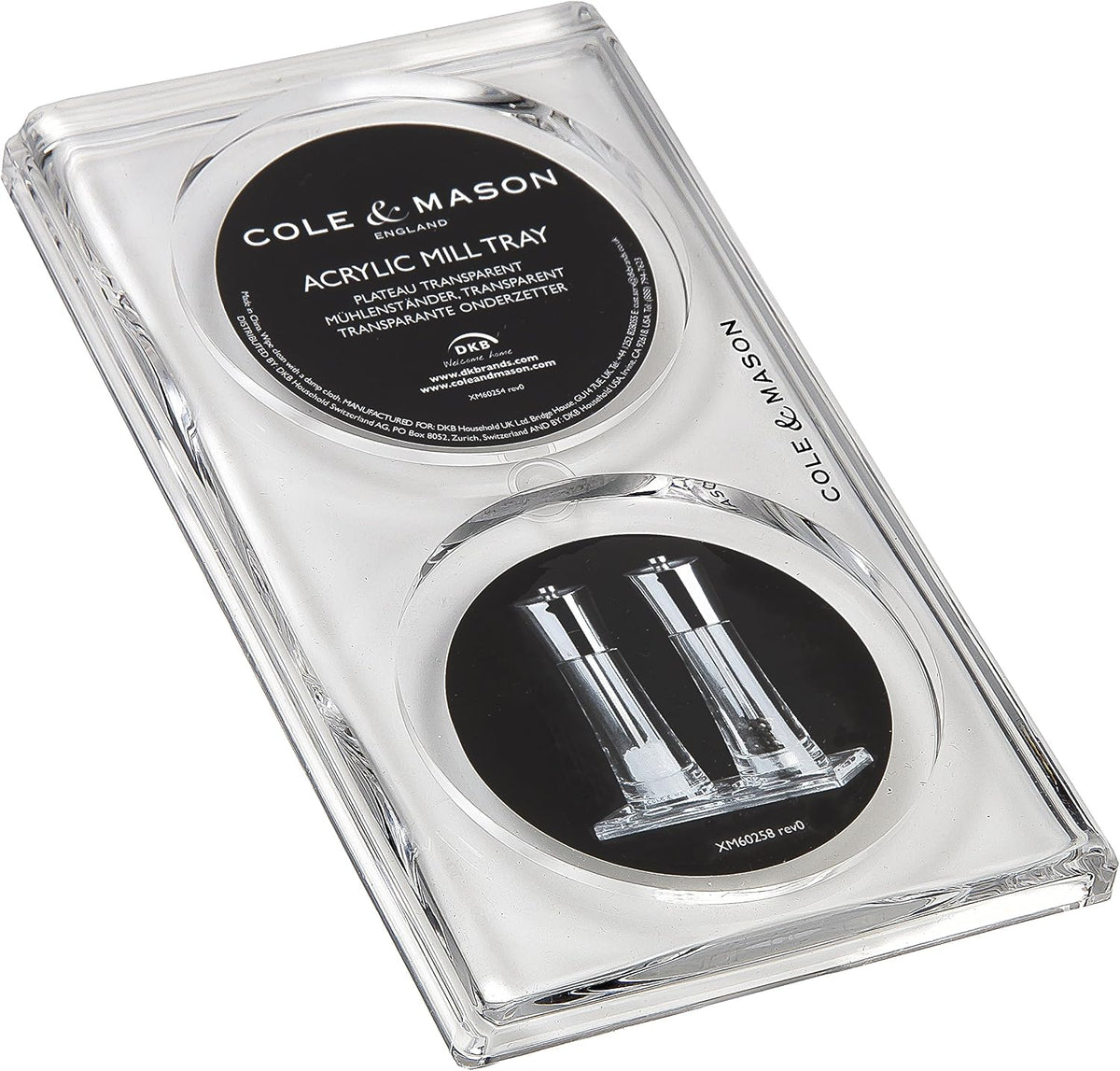 Derwent Salt & Pepper Mills with Tray — Acrylic & Stainless Steel