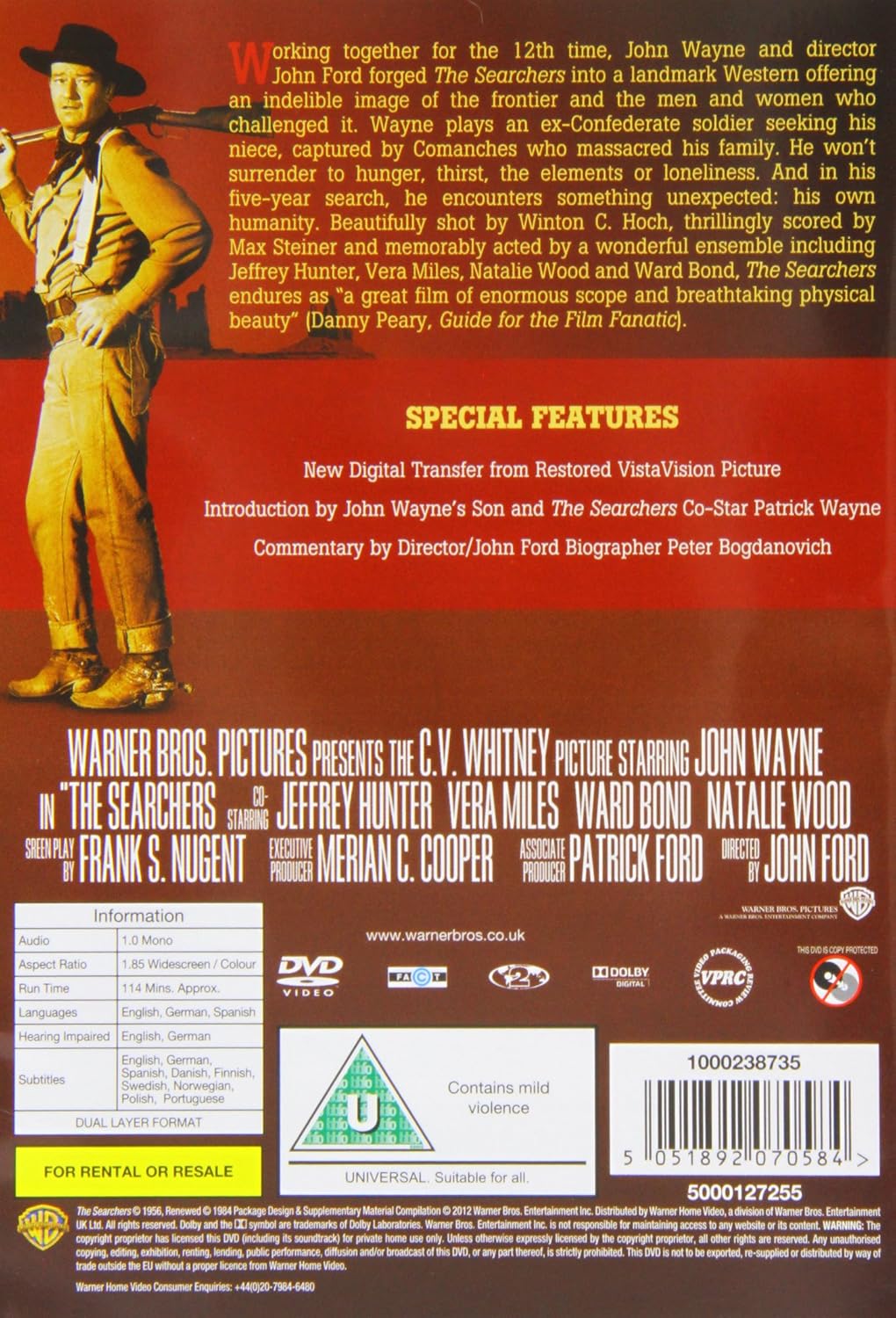 The Searchers (1956) DVD – John Ford Western with John Wayne