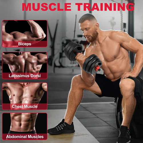 20kg 3-in-1 Adjustable Dumbbells Set with Barbell Bar