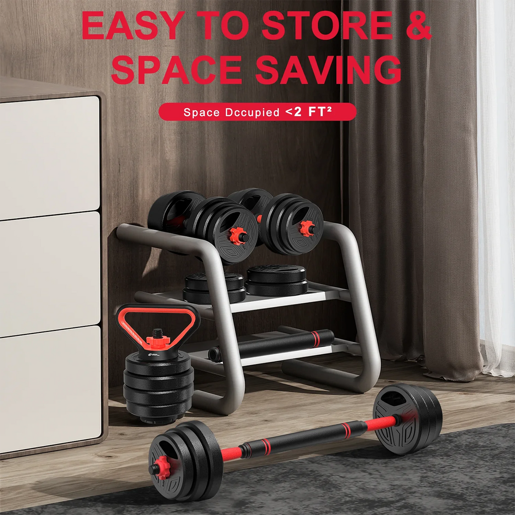 20kg 3-in-1 Adjustable Dumbbells Set with Barbell Bar