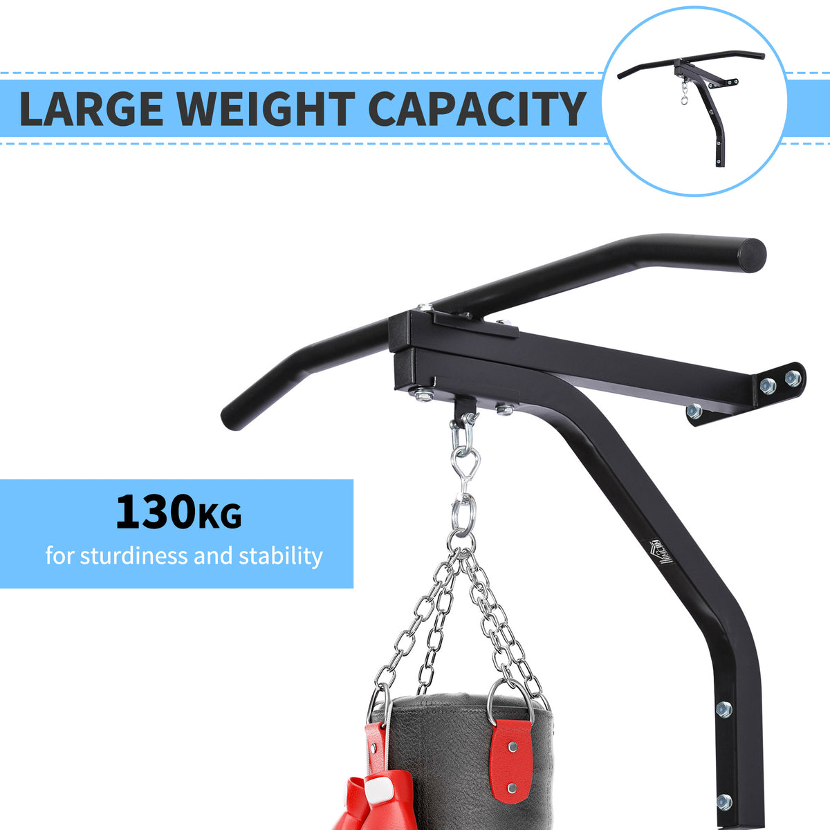 2-in-1 Wall Mount Punch Bag Hanger & Pull-Up Bar (130kg)