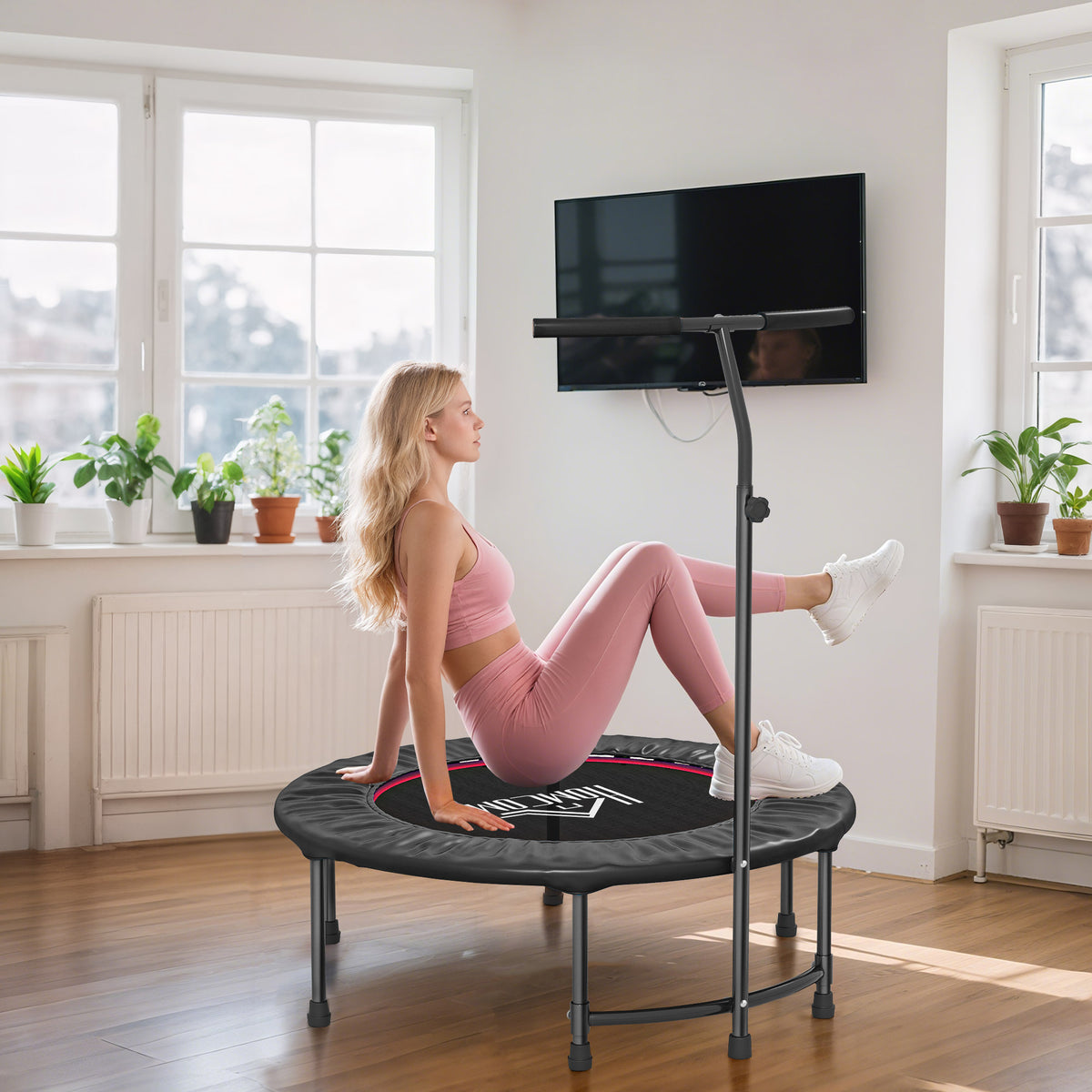 40-Inch Fitness Trampoline with Adjustable Handle – Home Rebounder