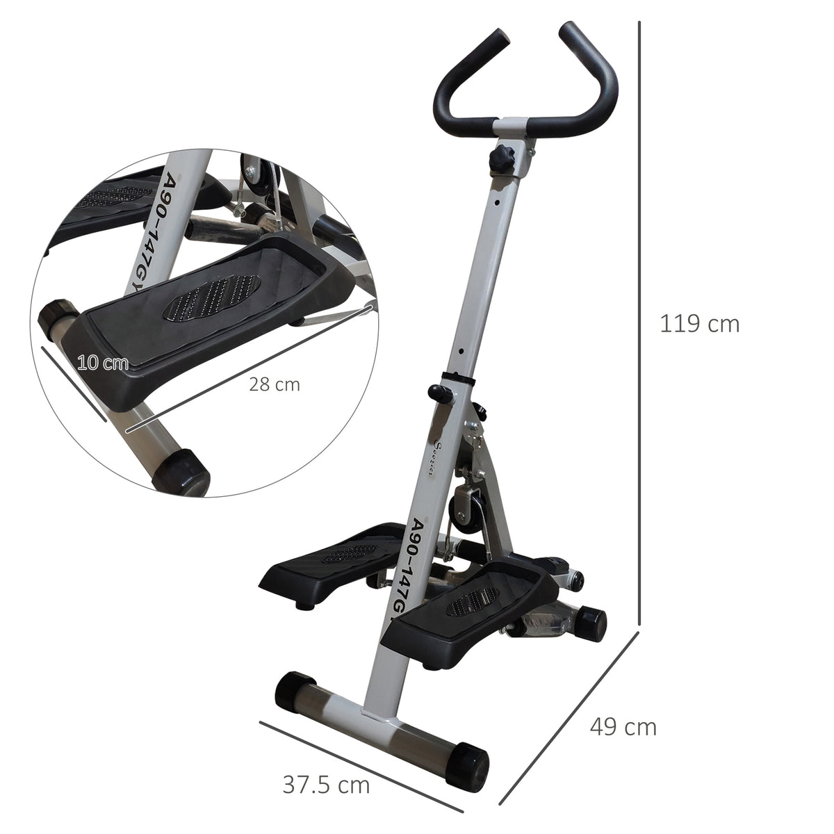 Stepper with Handle Bars – Foldable, Steel Frame, 110kg Max Load