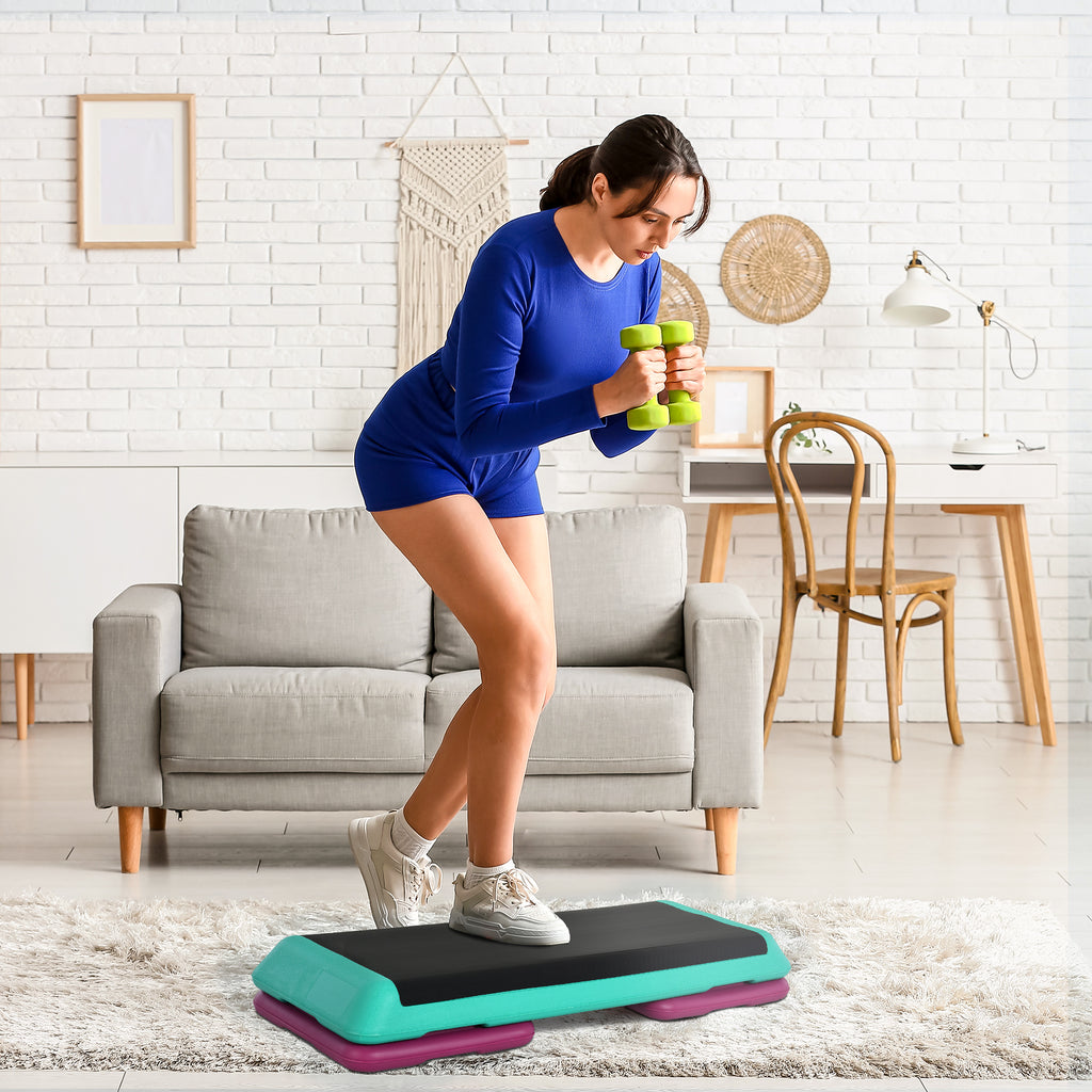 Adjustable Aerobic Stepper with 4 Risers – 10/15/20 cm, Non-Slip