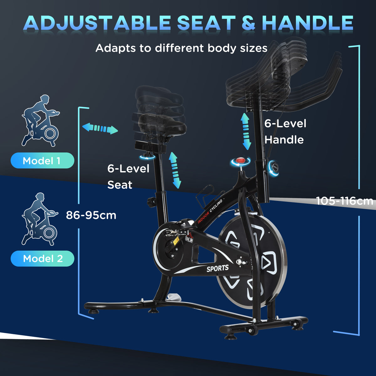 HOMCOM Stationary Exercise Bike with Adjustable Seat/Handlebar LCD Monitor