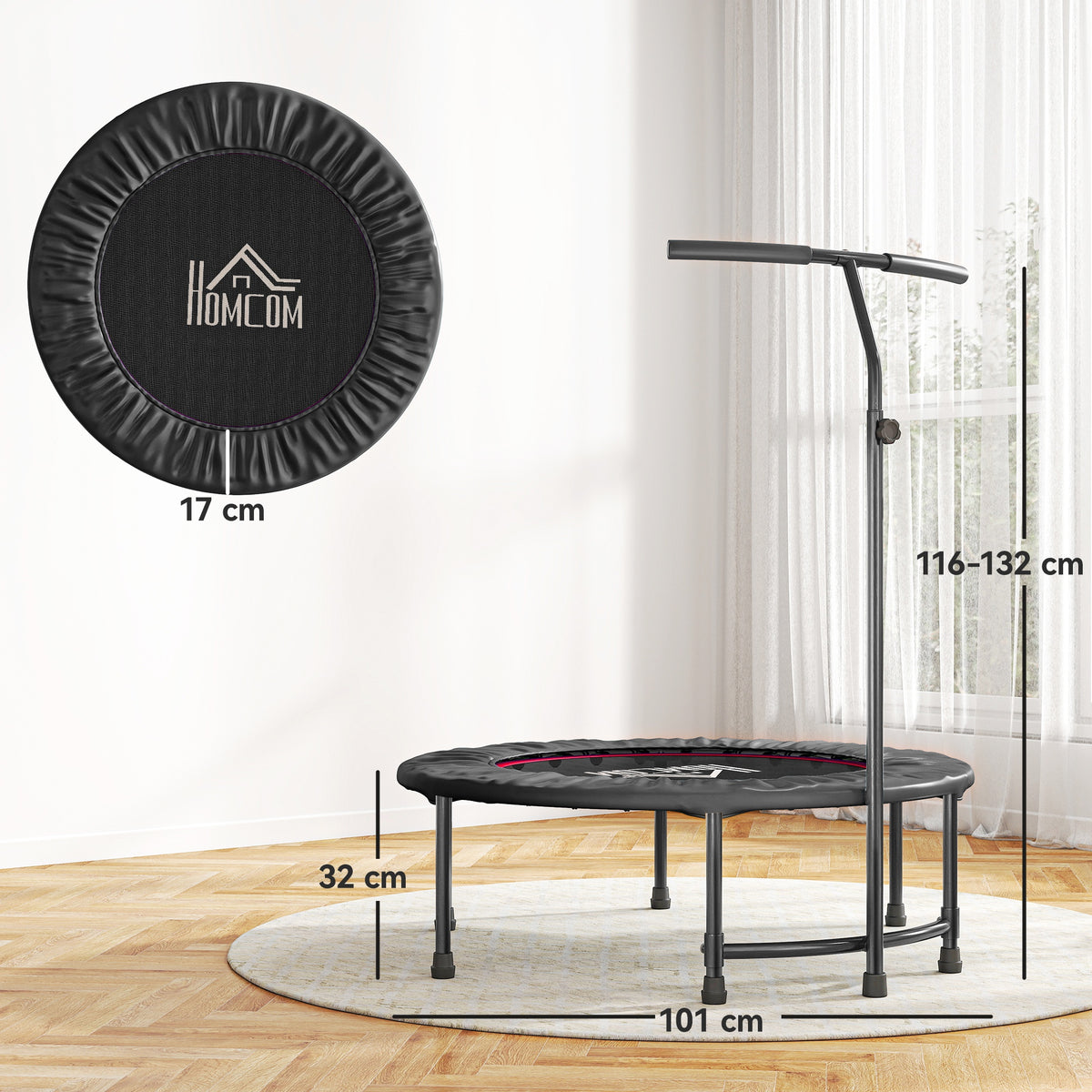 40-Inch Fitness Trampoline with Adjustable Handle – Home Rebounder