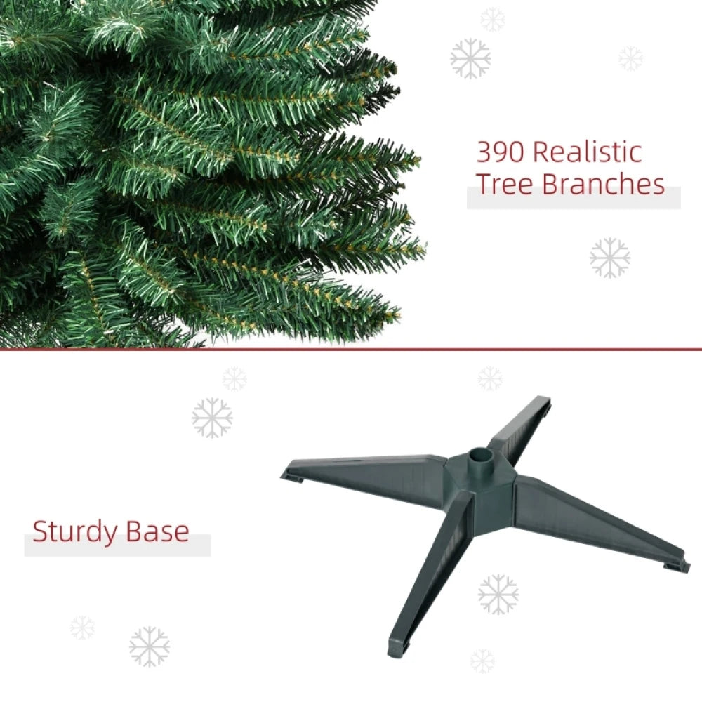 6ft Unlit Artificial Christmas Tree, Pencil Slim Xmas Tree with Solid Stand & Realistic Branches, Green Christmas Tree for Living Room Bedroom Tabletop Decor