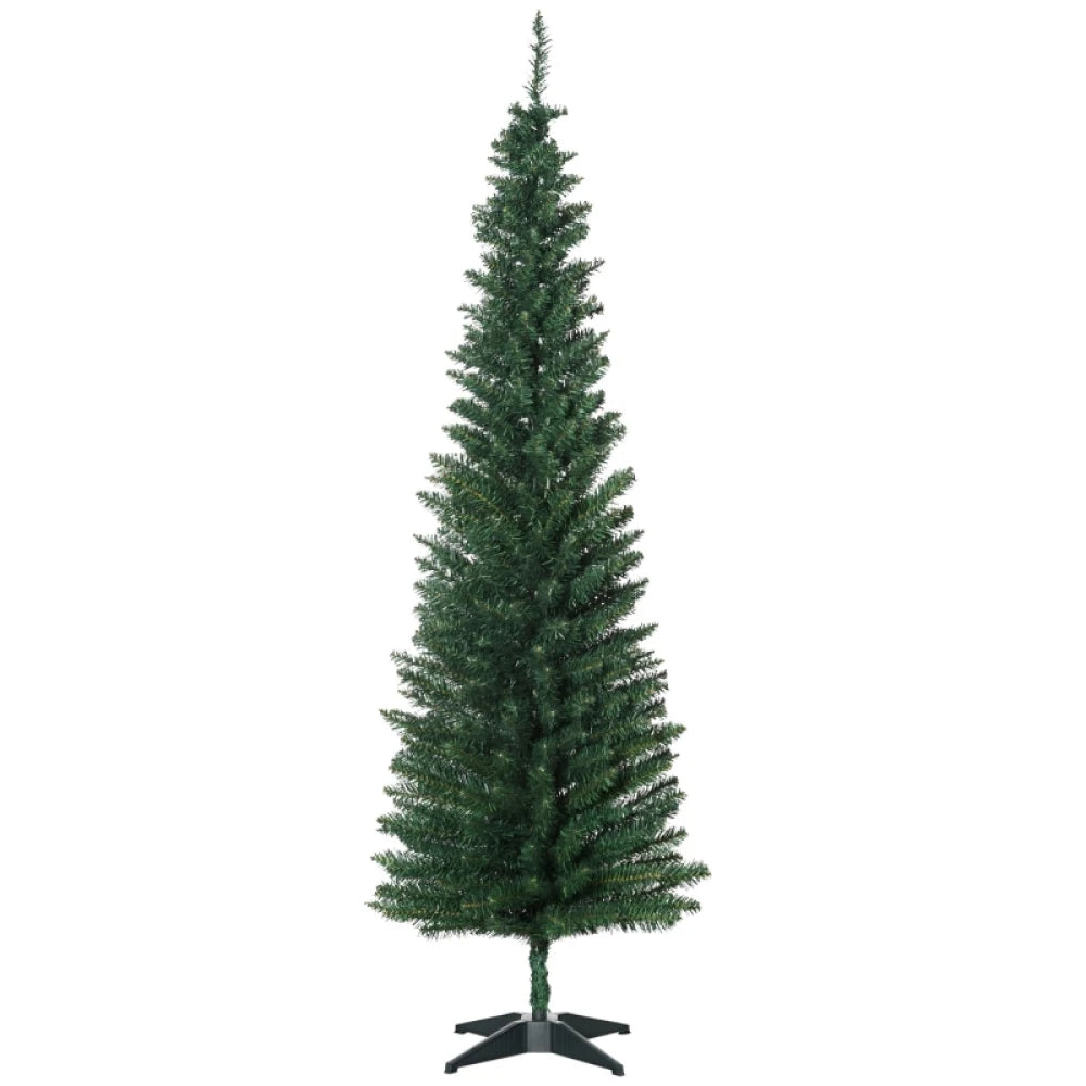 6ft Unlit Artificial Christmas Tree, Pencil Slim Xmas Tree with Solid Stand & Realistic Branches, Green Christmas Tree for Living Room Bedroom Tabletop Decor