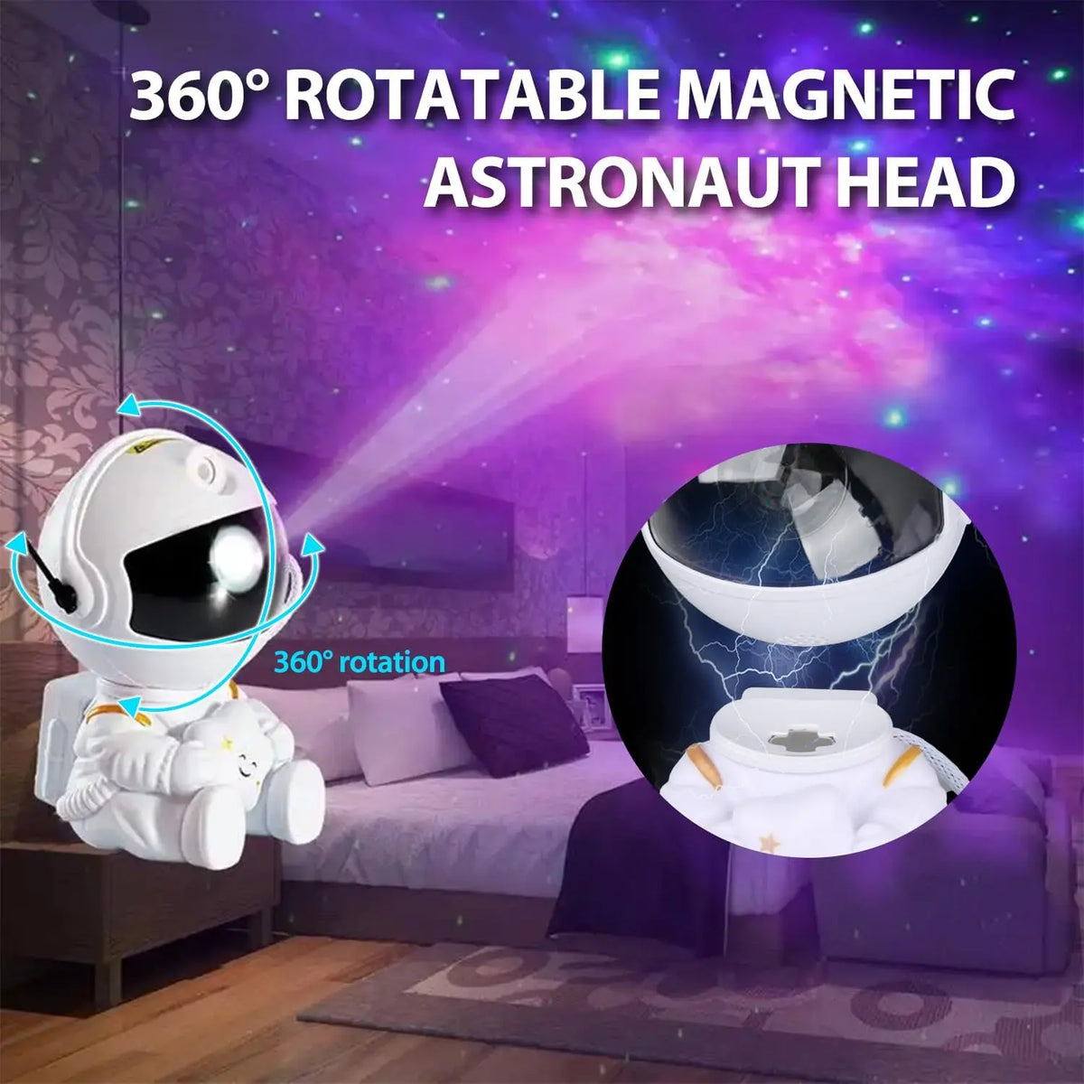 Astronaut Galaxy Star Projector Night Light,360° Rotatable Nebula Laser Star Lamp with Remote Timer,Multi Color Sky Projection USB Bedroom Decor Gift for Kids Adult