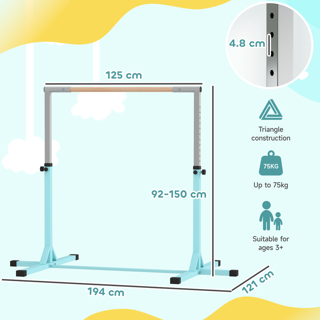 Height Adjustable Kids Gymnastics Bar for Home – Light Blue