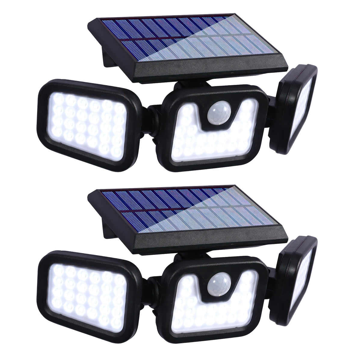 74 SMD Solar Flood Light Outdoor 3 Heads PIR Motion Sensor 3 Modes 2000LM Security Wall Lamp for Garden Garage Yard Porch