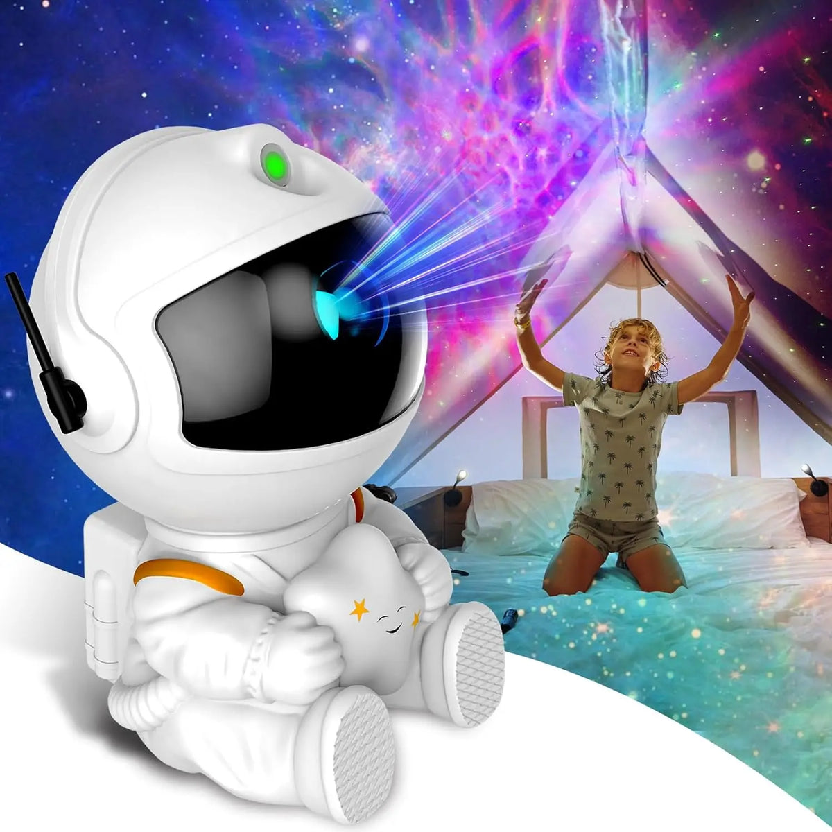 Astronaut Galaxy Star Projector Night Light,360° Rotatable Nebula Laser Star Lamp with Remote Timer,Multi Color Sky Projection USB Bedroom Decor Gift for Kids Adult