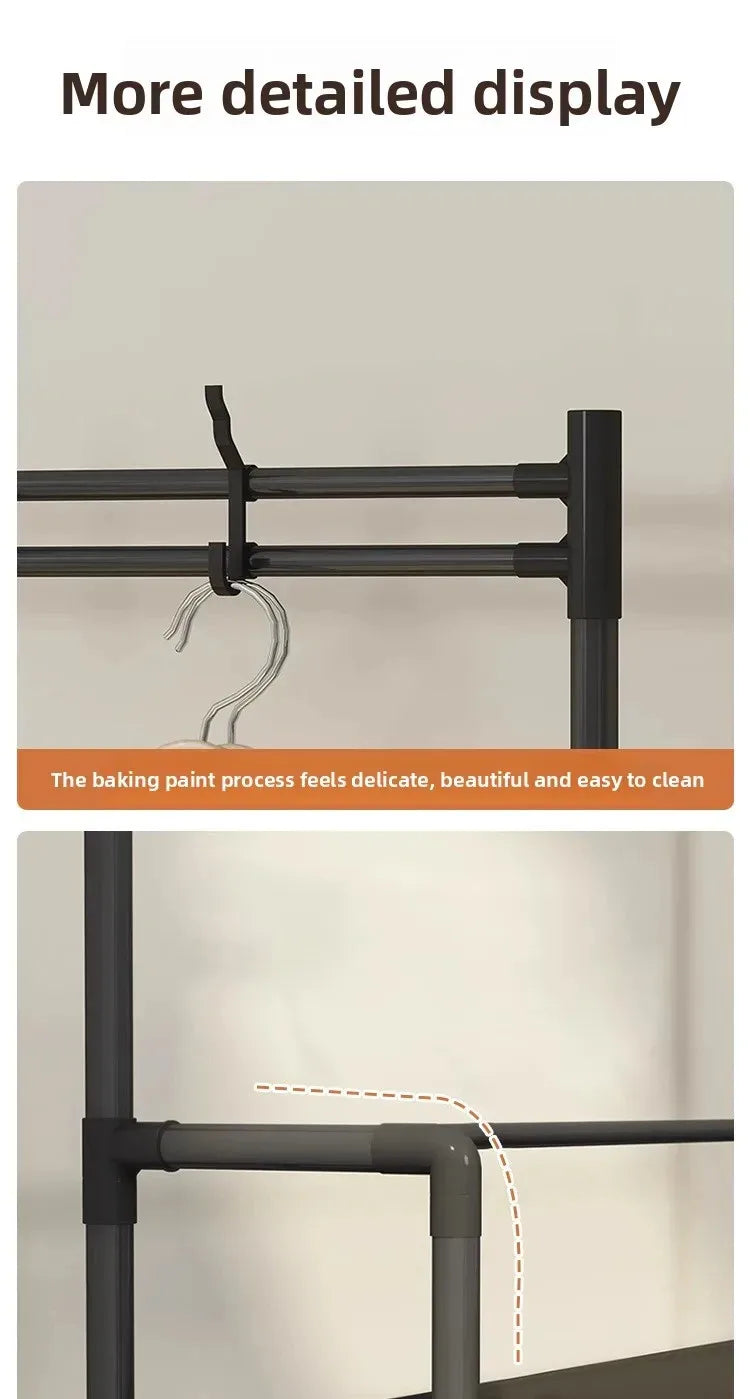 Multi-layer 4-Tier Coat Shoe Hat Rack with Storage Shelf & 8 Hooks Black Stand