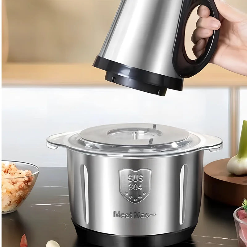 5L Electric Meat Grinders 5-leaves Food Crusher Stainless Steel Multifunctional Food Processor Vegetable Slicer Chopper Mincer