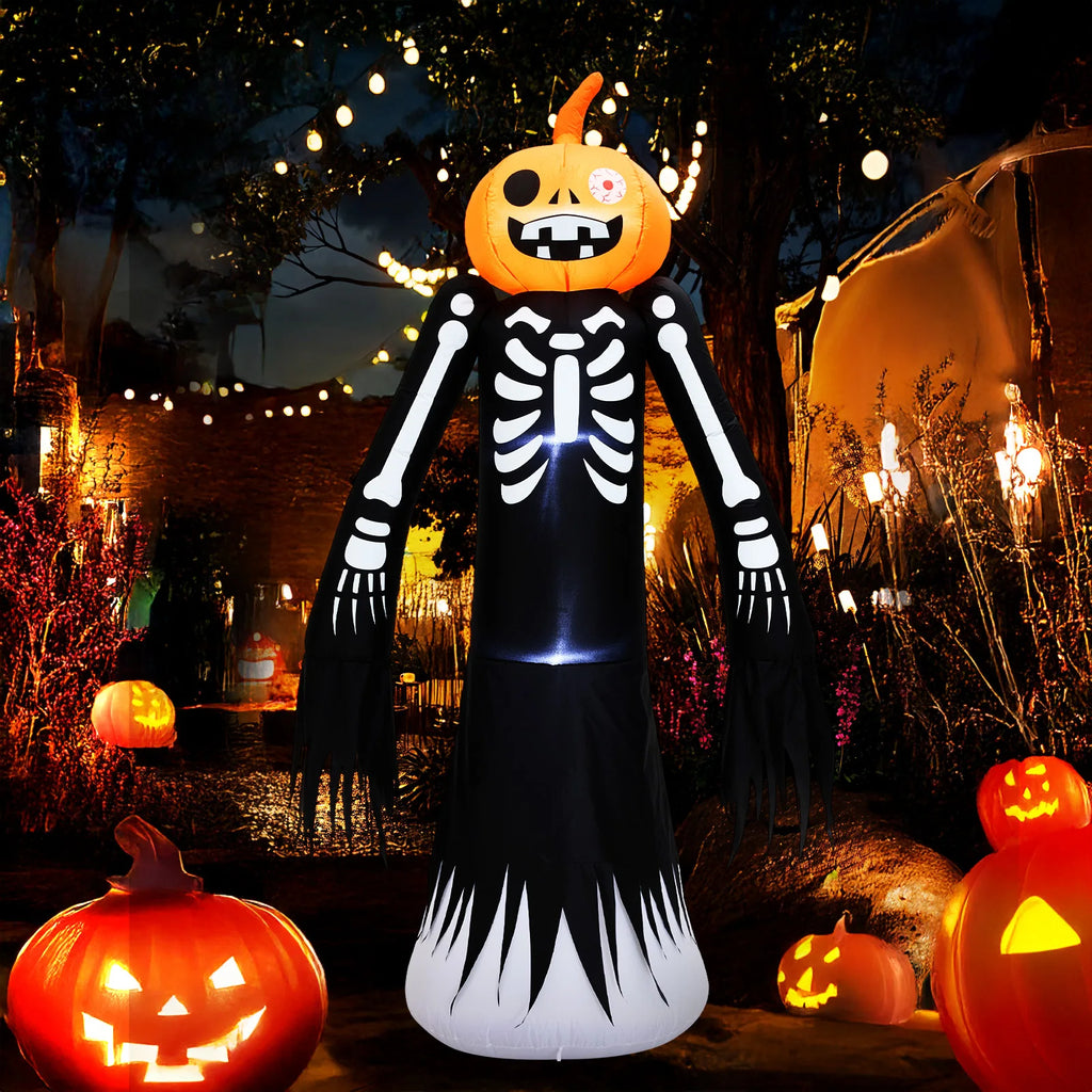 9-foot Halloween Pumpkin Inflatable Model Decoration Luminous Lawn Model Skull Yard Decoration Fun Party