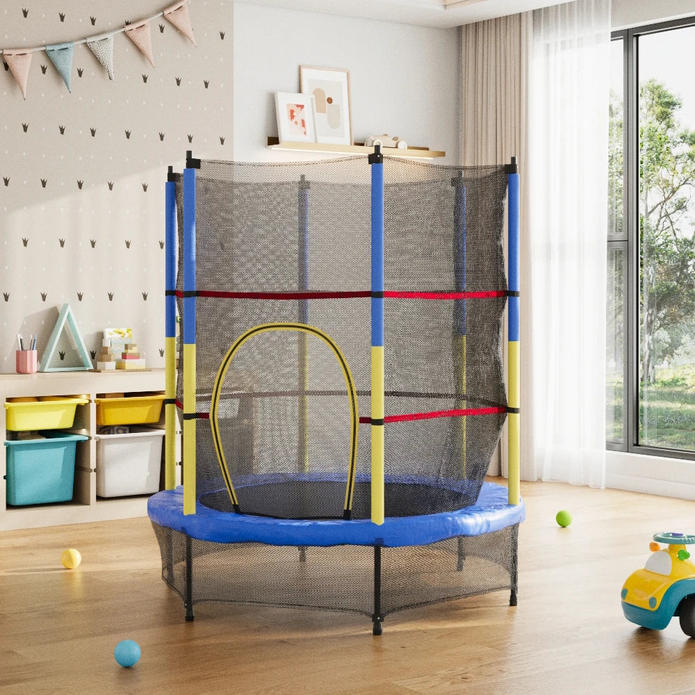 4.5ft Kids Trampoline with Safety Net - Indoor/Outdoor, 45kg Max