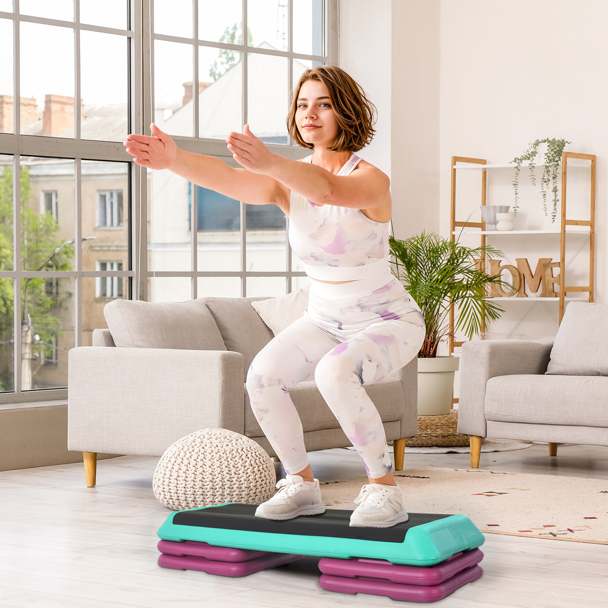 Adjustable Aerobic Stepper with 4 Risers – 10/15/20 cm, Non-Slip