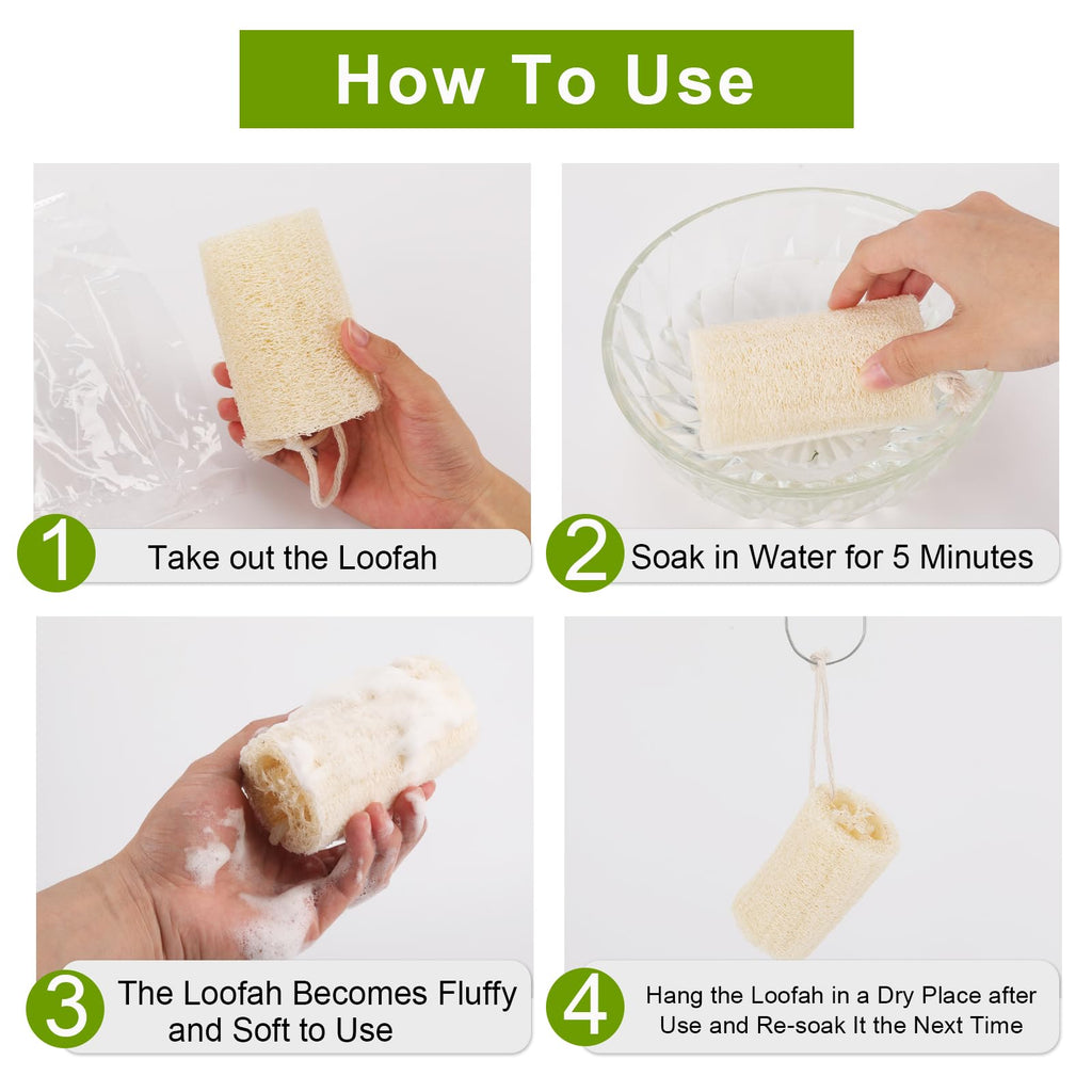 6 Pack Organic Loofah Sponge – Natural Bath & Kitchen Scrub