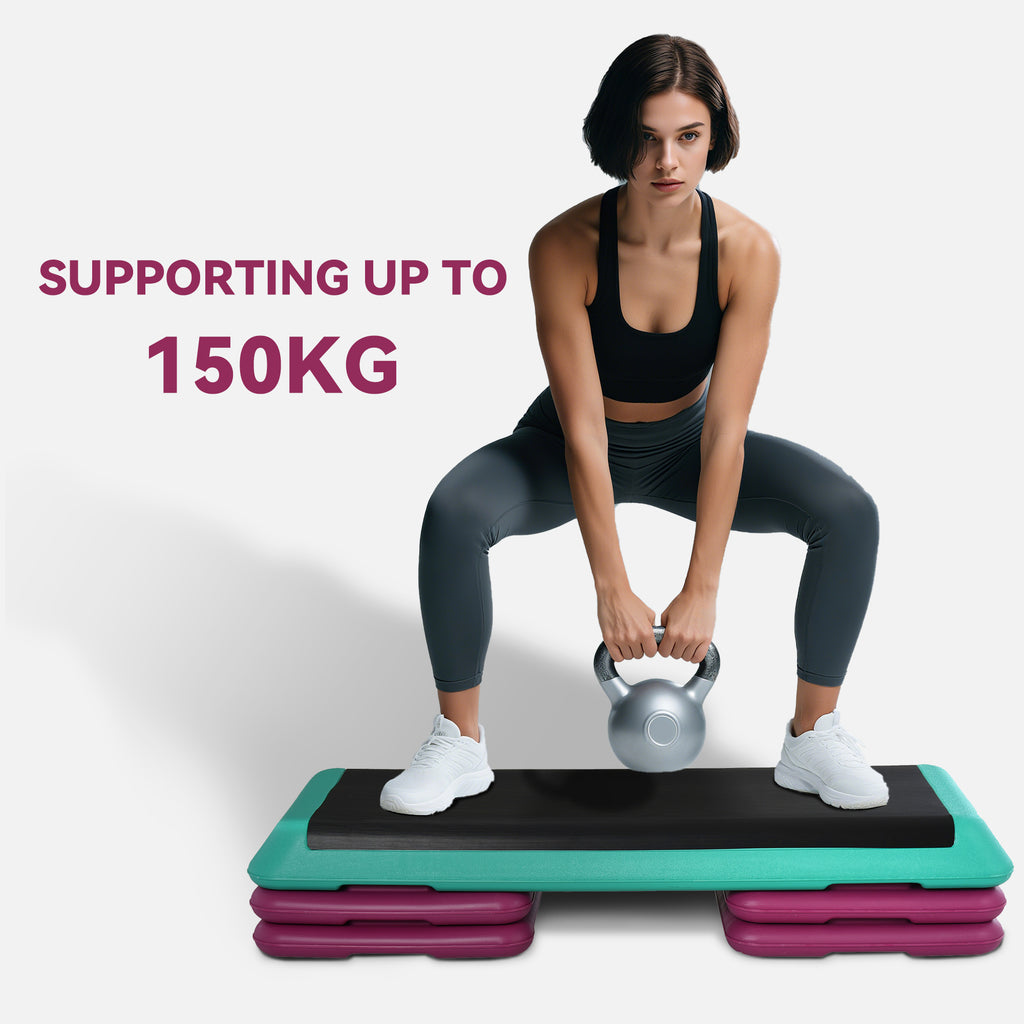 Adjustable Aerobic Stepper with 4 Risers – 10/15/20 cm, Non-Slip