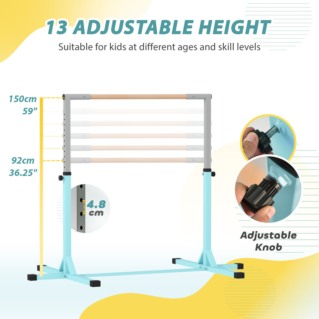 Height Adjustable Kids Gymnastics Bar for Home – Light Blue