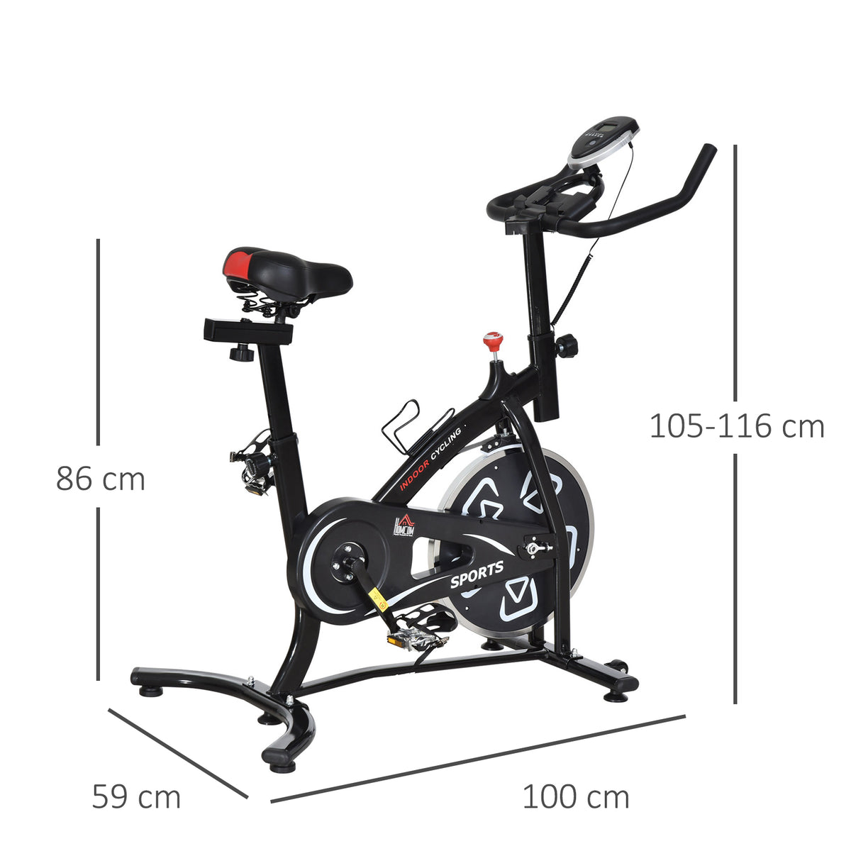 HOMCOM Stationary Exercise Bike with Adjustable Seat/Handlebar LCD Monitor
