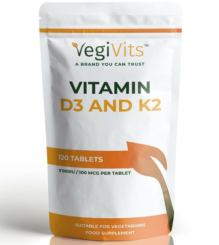 Vitamin D3 5000IU & Vitamin K2 100µg – Vegetarian Tablet (UK)