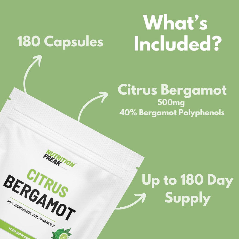 Citrus Bergamot Extract - 180 Capsules | 500mg High Strength 40% Polyphenols UK