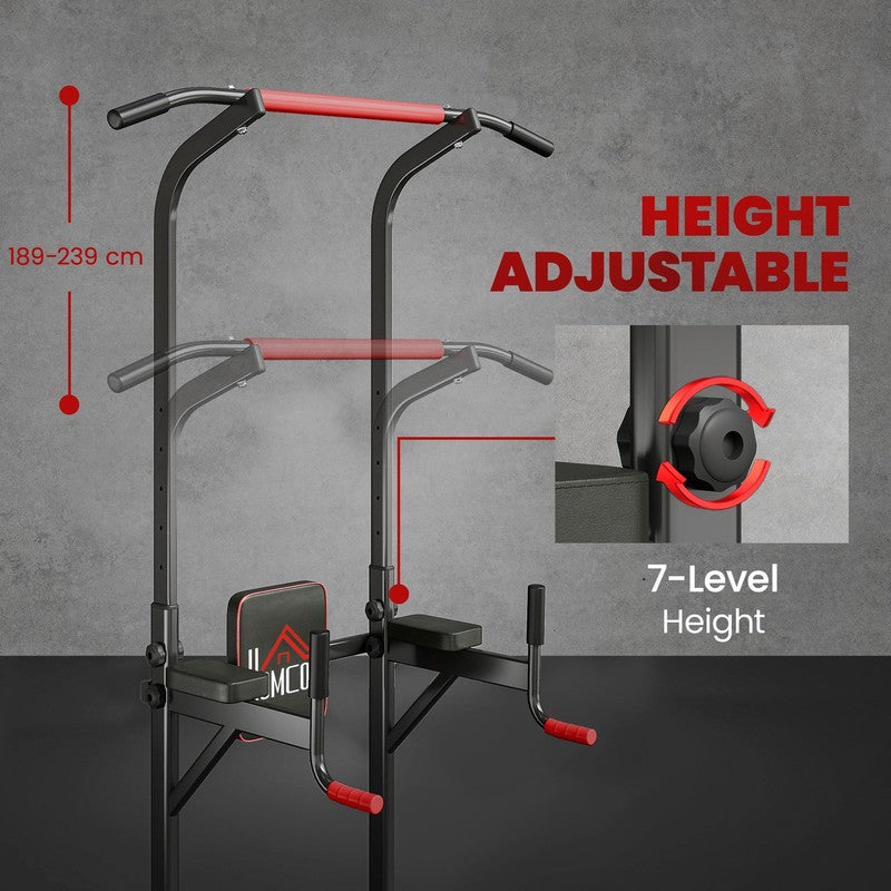 Height Adjustable Power Tower | Pull Up Bar for Home Gym